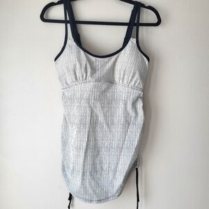 Thyme white with black strip Tankini Top